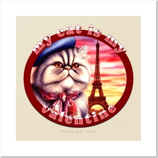 My French Valentine Cat Persian Life 1BP Posters and Art